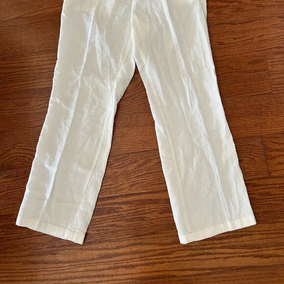 London Jean 100% Linen Chino Wide Leg Pants Jeans Mid Rise Size 4 Cream Preppy - Picture 6 of 11